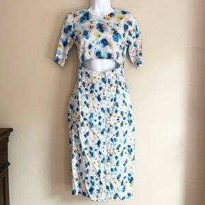 SUNO Silk Floral Knee Length Cut-Out Dress Women's Size 2